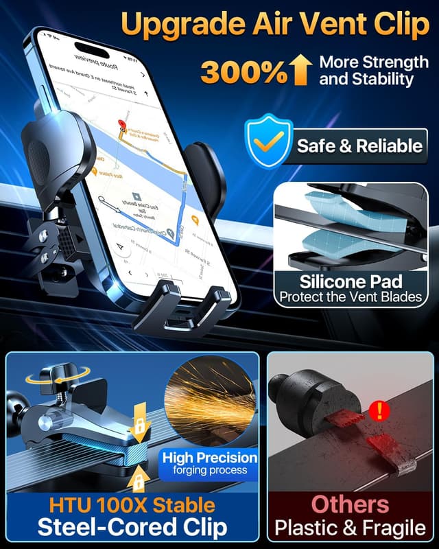 Detalle de 2026 BEST Car Phone Holder (110+LBS strong suction) with rotatable universal mount for dashboard, windscreen & vents