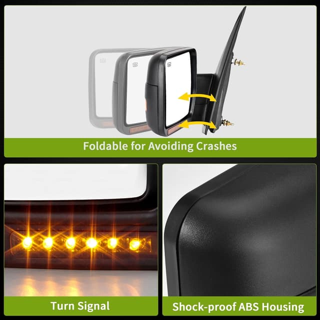 Detalle 2 de AUTOSAVER88 Left Driver Side Door Mirror for 2007–2014 Ford F-150 (Turn Signal, Puddle Light, Heated, Power, Manual Folding)