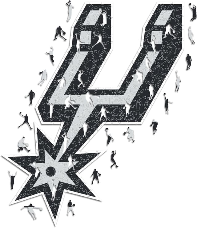 Detalle de Iconic Puzzles San Antonio Spurs (Logo) – Puzzle en bois sous licence NBA, 500 pièces, Taille L