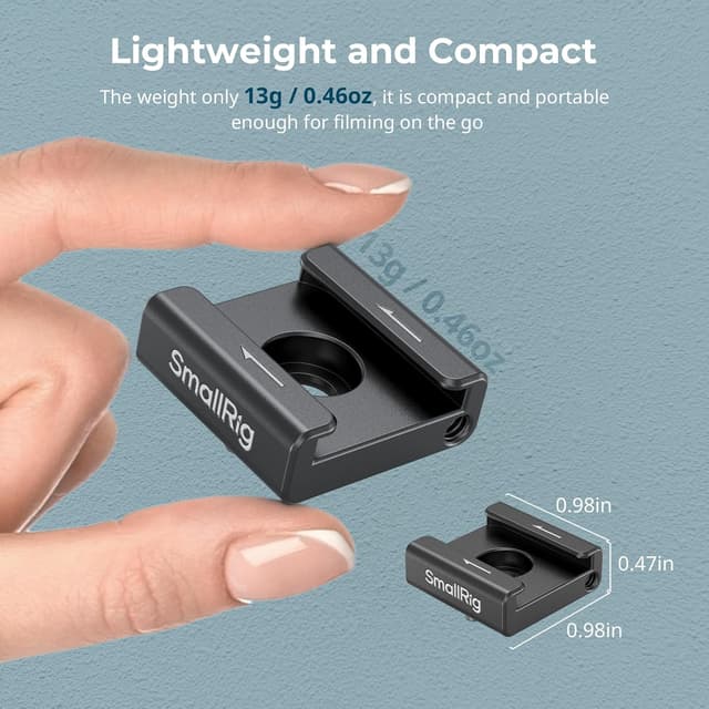 Detalle de SMALLRIG Anti-Twist Cold Shoe Mount Adapter (4 Stück) mit 1/4"-20 Schrauben – kompatibel mit SmallRig Cage 5033