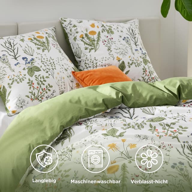 Thumbnail 3 de BEDSURE Bettwäsche 200x200 Baumwolle Grün