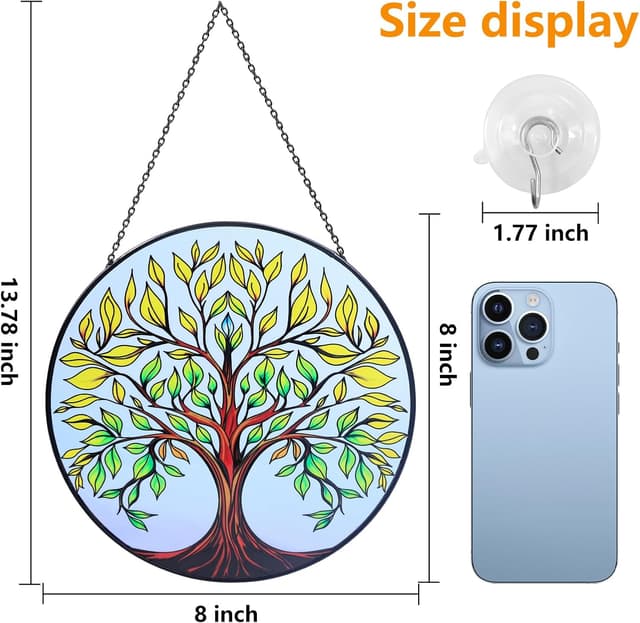 Detalle 2 de Tree of Life stained glass suncatcher 8 inch