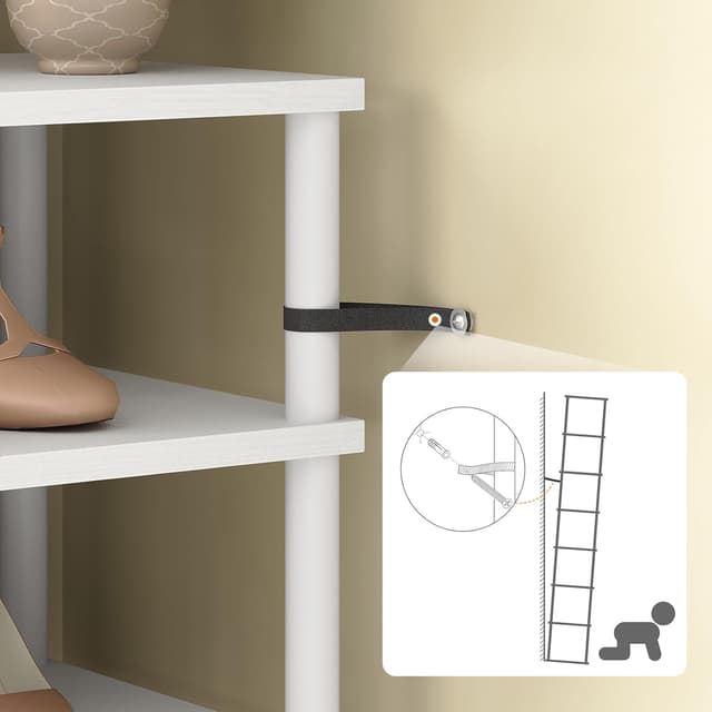 Detalle de HOOBRO EWW22XJ01 scarpiera autoportante angolare a 8 livelli in stile vintage, bianco