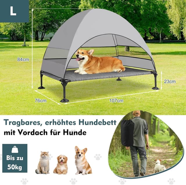 Detalle 2 de Snagle Paw Hundeliege mit Dach – stabiles erhöhtes Hundebett für große Hunde, Indoor/Outdoor