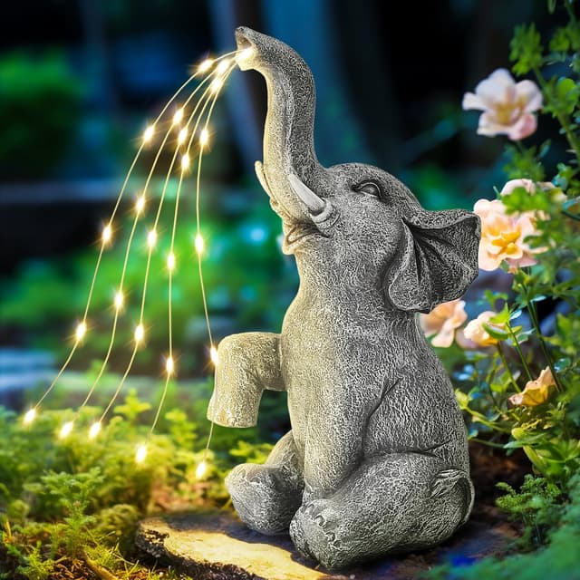 Detalle de GIGALUMI elephant garden decor 27cm LED