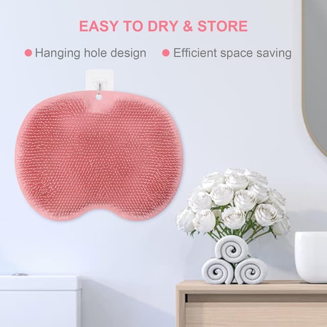 Detalle 2 de ACWOO Shower Foot Scrubber Mat (Pink) – non-slip suction cups foot exfoliation & massage