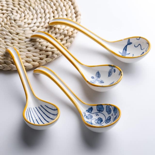 Thumbnail 4 de Ceramic Soup Spoon Set of 4 Porcelain