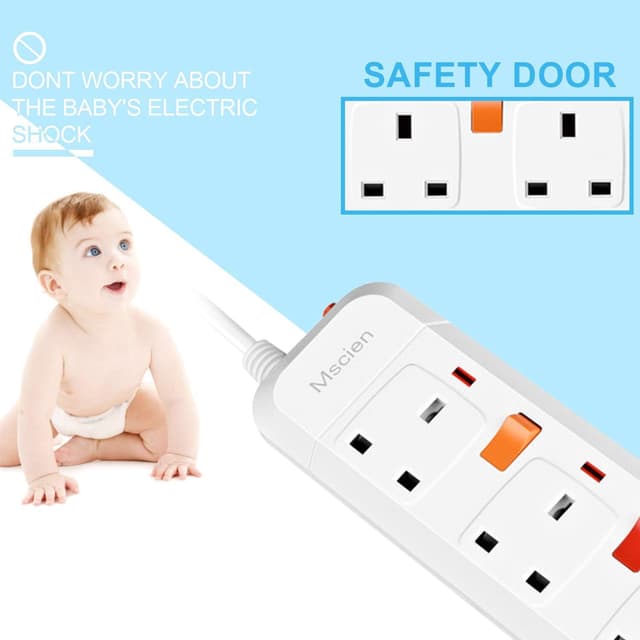 Thumbnail 4 de Mscien 3 Way Surge-Protected Extension Lead 3m 🪫