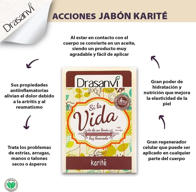Detalle 2 de DRASANVI JABON KARITE 100G nutritivo para pieles secas
