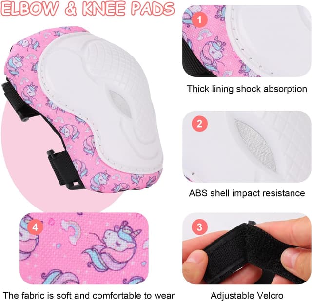 Detalle de BURSUN Knieschoner Kinder 6-in-1: verstellbares Protektor-Set für Inliner, Skateboard & mehr