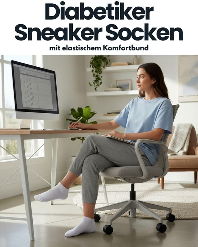 Detalle 2 de sockenkauf24 10 Paar Diabetiker Sneaker Socken ohne Gummibund & ohne Naht (Herren & Damen)