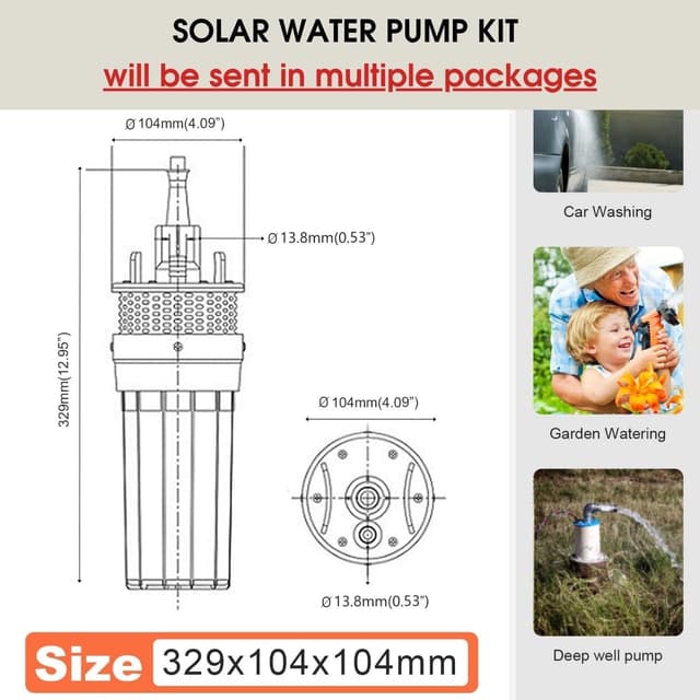 Detalle de DCHOUSE set di pompe solari per fontana con batteria di backup 12V, pannelli 120W e controller 20A