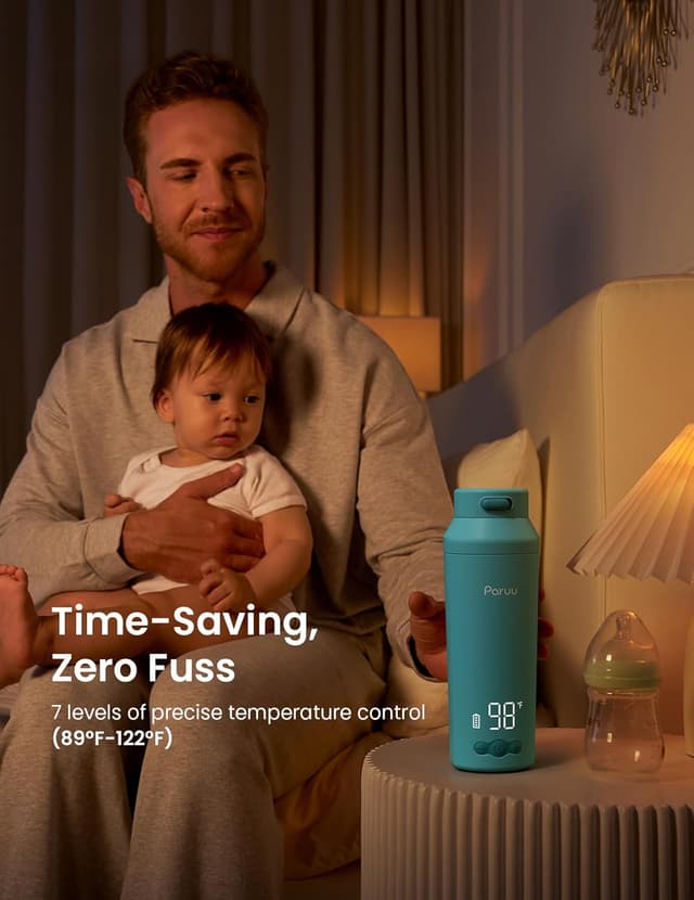 Detalle de Paruu Chauffe-biberon portable sans fil pour nomades, 350 ml, 7 niveaux, bleu