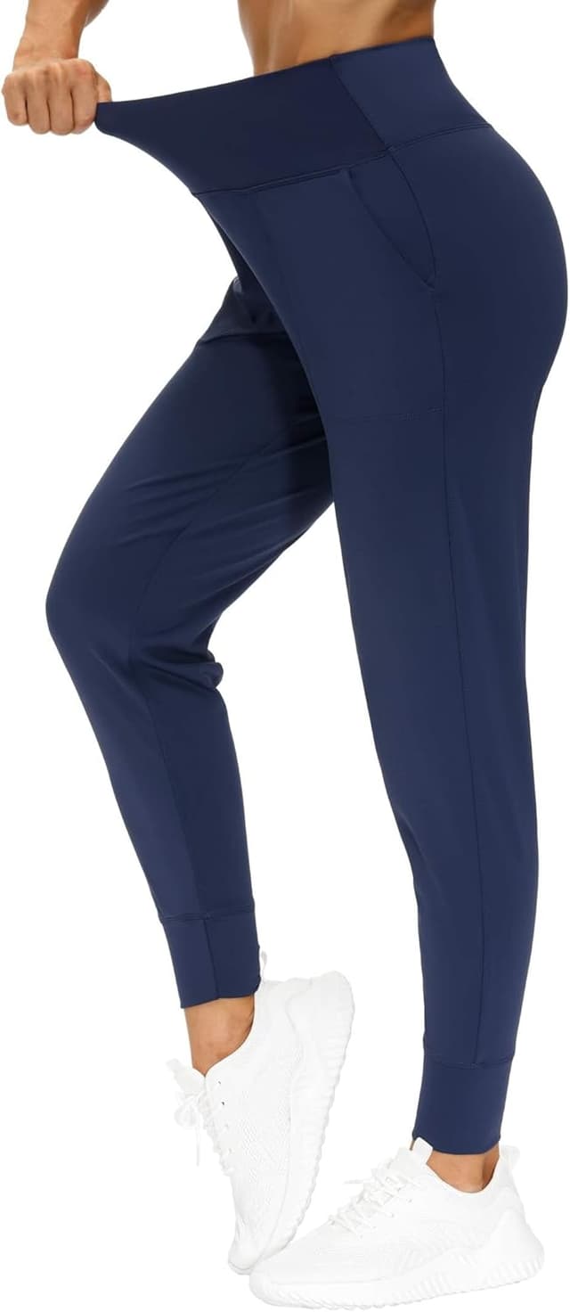Detalle de THE GYM PEOPLE Damen Jogginghose mit 4-Wege-Stretch, High Waist & Seitentaschen