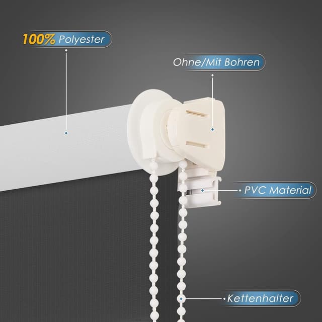 Detalle 2 de Doppelrollo Klemmfix ohne Bohren B35xH150