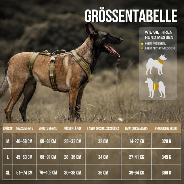 Detalle de OneTigris HOUNDLOCK Hundegeschirr mit Ausbruchschutz, gepolstertem Brustbereich und reflektierenden Nähten (Braun, M)