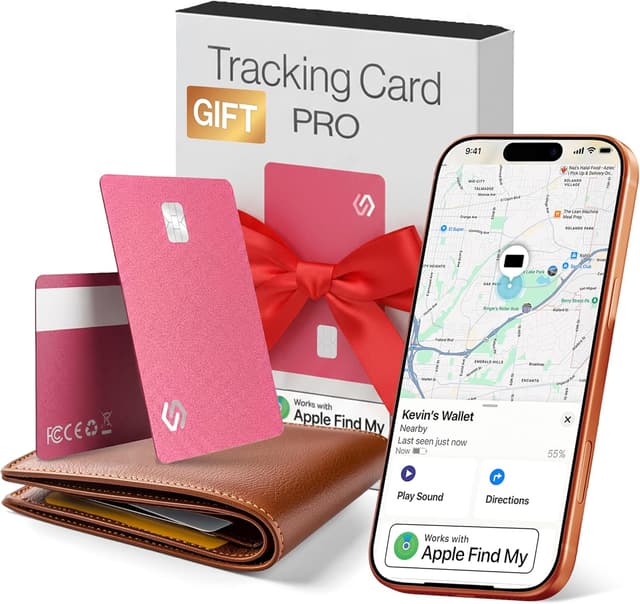 Detalle de SPOTMINDERS Apple MFi Certified Credit Card Wallet Tracker PRO (Pink) — iOS Only, Apple Find My