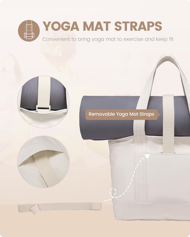 Detalle de LOVEVOOK Damen-Shopper mit Laptoptasche bis 15,6 Zoll, leichter Tote Bag für Arbeit, Schule, Gym & Reisen (beige)