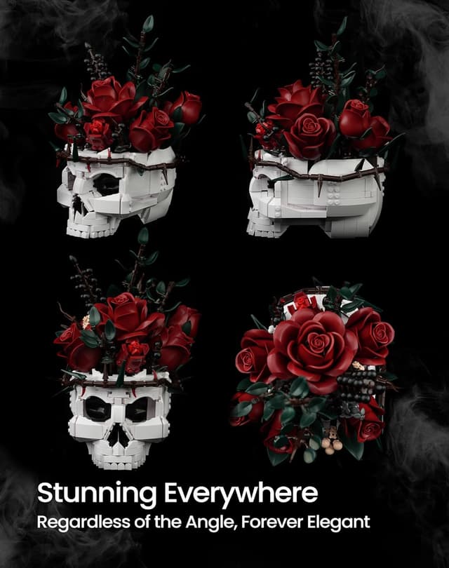 Thumbnail 3 de iATOM Skull Roses Building Set 10.8 in 💐