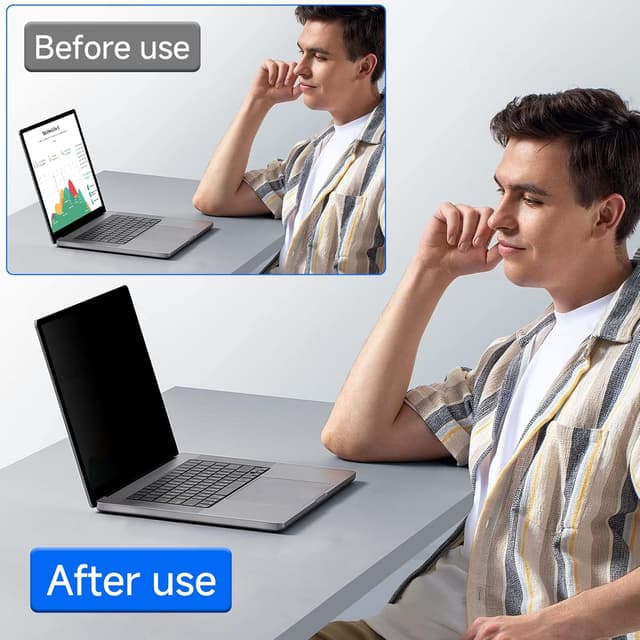 Detalle 2 de ZOEGAA 4-way 360° Privacy Screen for 14-inch 16:10 Laptops (Removable, Anti-Glare & Blue Light)