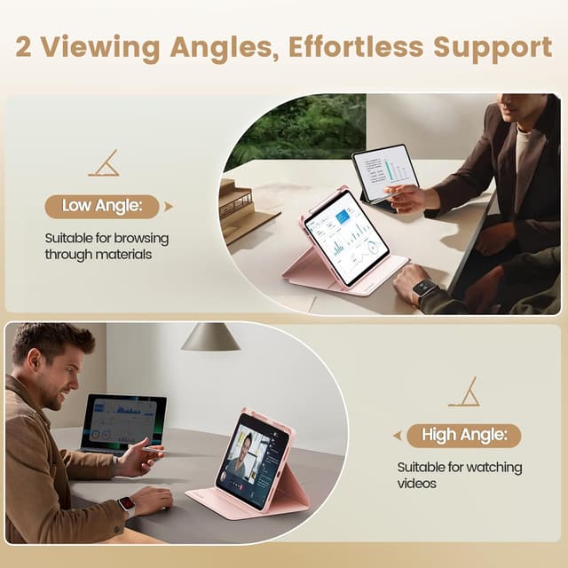 Thumbnail 6 de CACOE Folio Case for iPad (A16) 11th/10th Generation with Pencil Holder and Stand (Rose Gold)