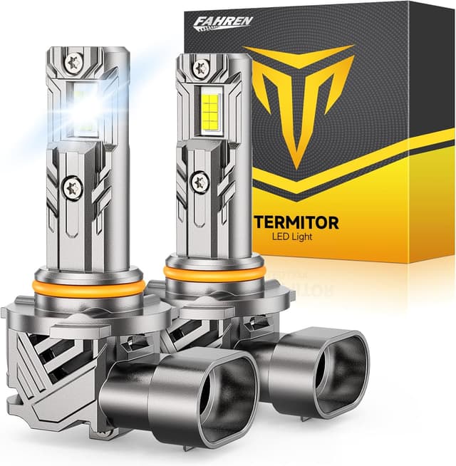 Detalle de FAHREN 2026 Upgraded 9012/HIR2 Bulb (75,000LM) 6500K 1:1 Mini Size w/ Cooling Fan — Plug and Play, Pack of 2