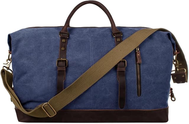 Thumbnail 6 de S-ZONE Reisetasche 60L Vintage Canvas Crazy Horse Leder-Trim Weekender (Unisex)