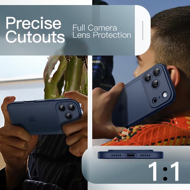 Thumbnail 6 de JETech Cover Opaca Antiurto Grado Militare per iPhone 17 Pro 6,3" (blu scuro)