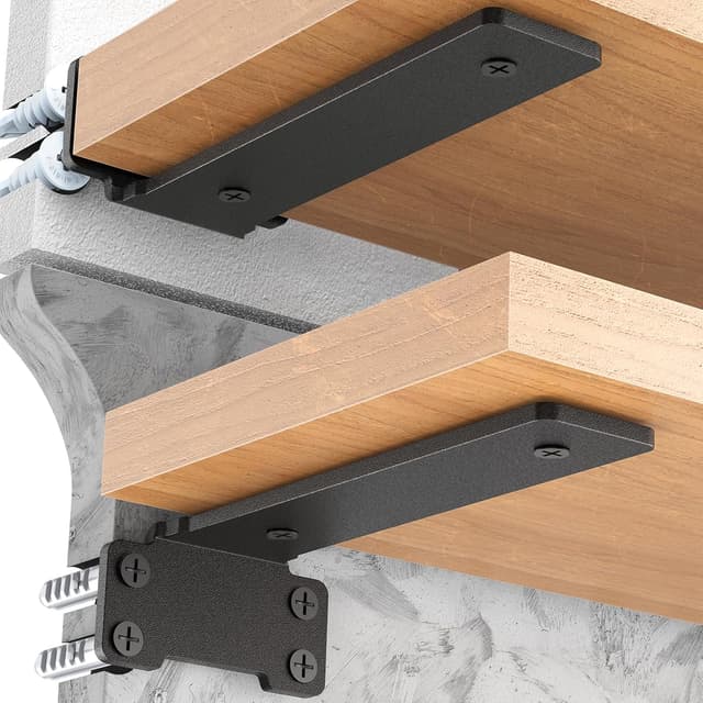 Detalle de Yeabett 4 Pack Shelf Brackets (30cm) Heavy Duty Wall Brackets, up to 75kg load, black
