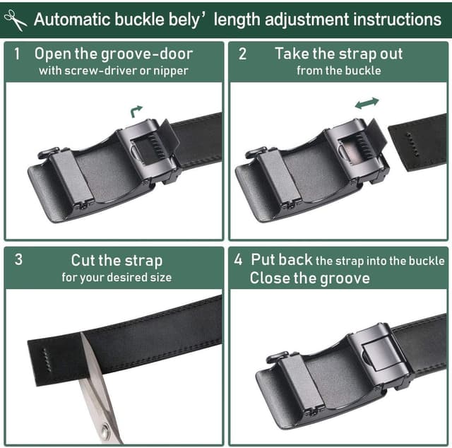 Thumbnail 2 de flintronic Herren-Gürtel aus Leder mit Automatik-/Ratschen-Schließe, Breite 3,5 cm (Schwarz) inkl. Schlüsselbund & Geschenkbox