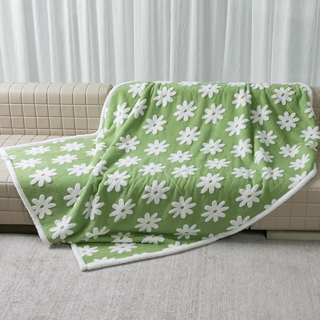 Detalle de Waterproof Pet Blanket Green Stylish Jacquard Throw (Green Flower, XS) for dog beds, couches and washable mat covers