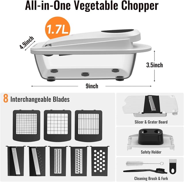 Thumbnail 1 de 8 Blade All-in-1 Vegetable Chopper 17L 🍅