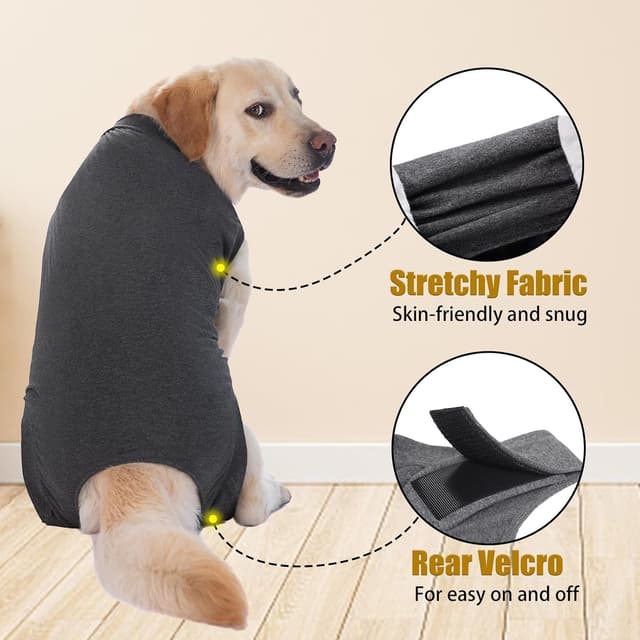 Detalle 2 de Axcimond Dog Surgery Recovery Suit (Medical Pet Shirt) – post-op alternative to a cone, for female & male dogs