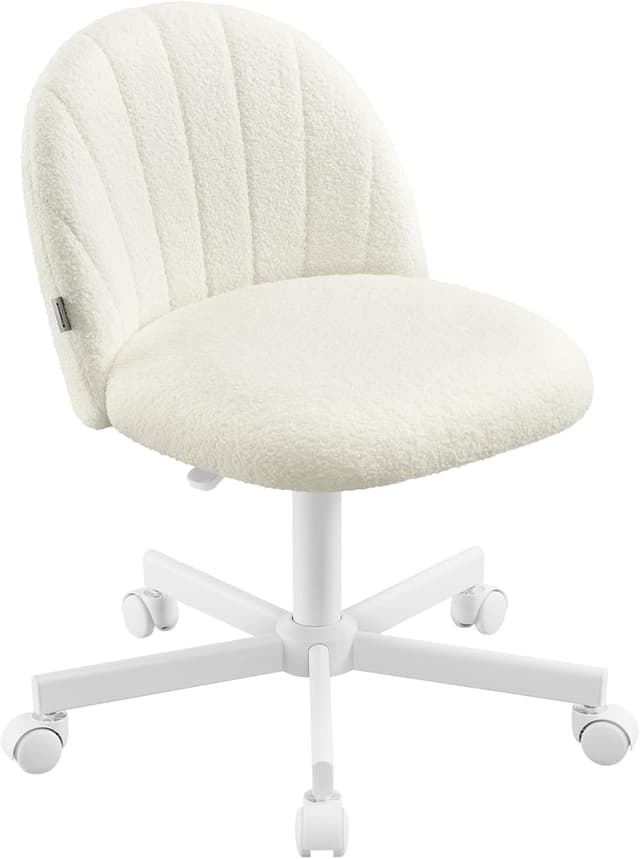 Detalle de SONGMICS OBG027WD01 sedia da ufficio in tessuto peluche regolabile in altezza (bianco crema)