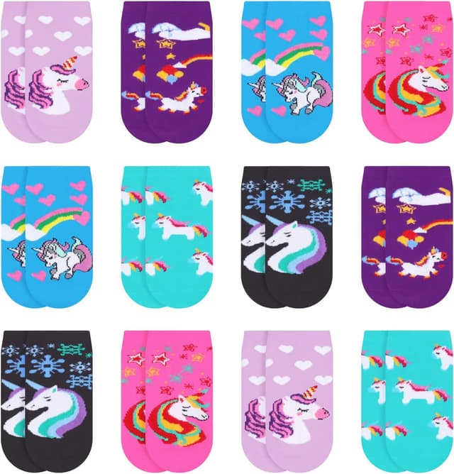 Detalle de Libella calzini da ginnastica per bambini (12 paia) a pois e righe colorati