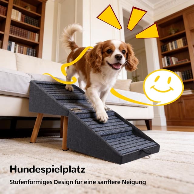 Thumbnail 6 de Ziluce Hundetreppe für kleine Hunde (2-in-1-Trittleiter & Ottomane, schwarz) – zusammenklappbar