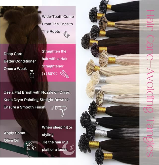 Detalle de Moresoo Extension Cheratina Capelli Veri Marrone Scuro Remy, uso quotidiano, #4 (35 cm) 40 g, 50 ciocche