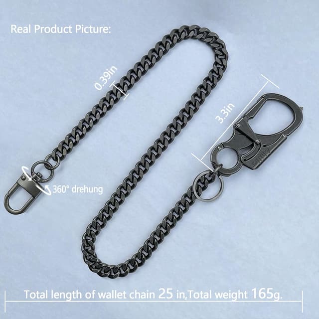 Detalle de Ahiller Geldbörsenkette mit Verschluss – Herren-Jeans-/Geldbeutelkette im Doppelschloss-Design