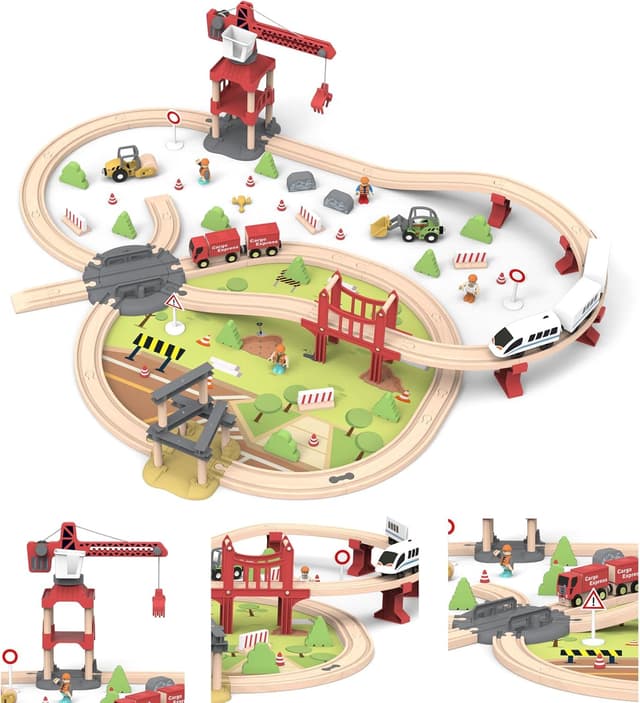 Detalle de Wooden Train Set 104 pcs for toddlers
