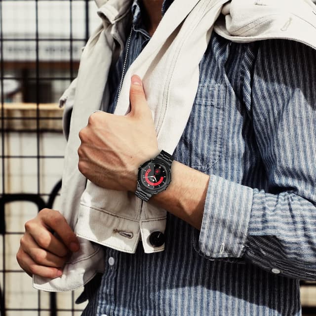 Detalle 2 de SUPLINK Metallgehäuse mit Band für Samsung Galaxy Watch 4/5/6 – Edelstahl-Schutzhülle fürs Armband (45 mm/44 mm)