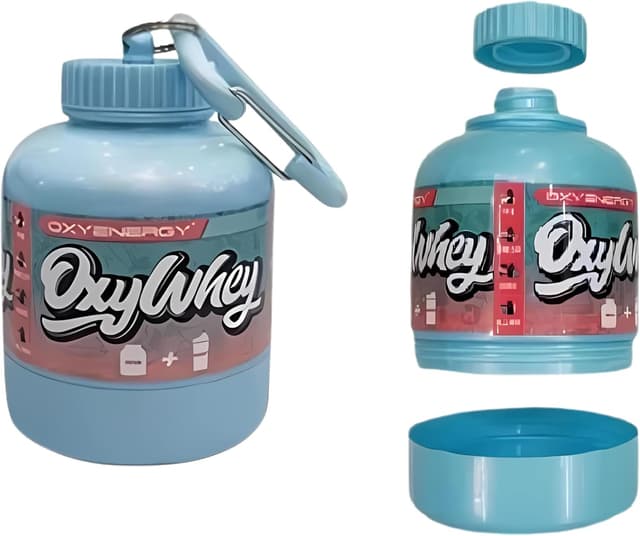 Detalle de Omana Protein Powder Storage Container to go (BPA-free) with Funnel & Keychain, travel gym supplement case