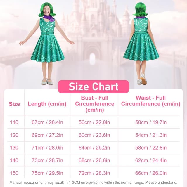 Detalle de DiULi déguisement enfant fille complet avec perruque (robe sans manches) pour Halloween, carnaval et fêtes