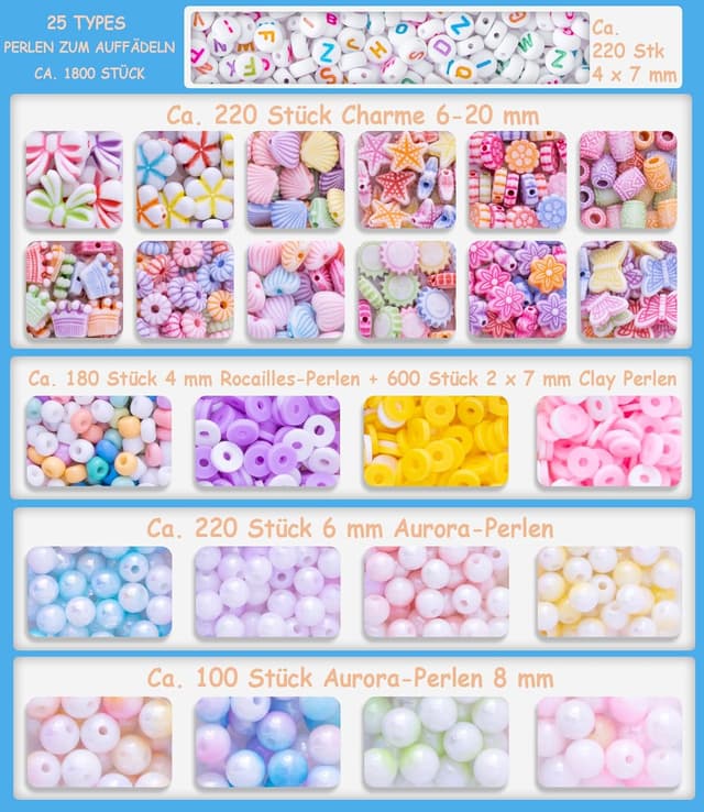 Detalle 2 de MiuCo Perlen Set Kinderarmbänder ab 5 Jahren