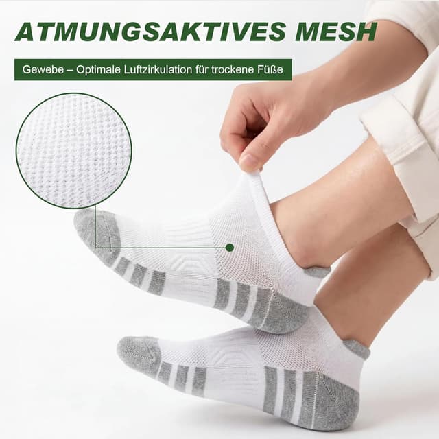 Detalle de Quoboquo lot de chaussettes de sport respirantes en coton (chaussettes courtes, antidérapantes)