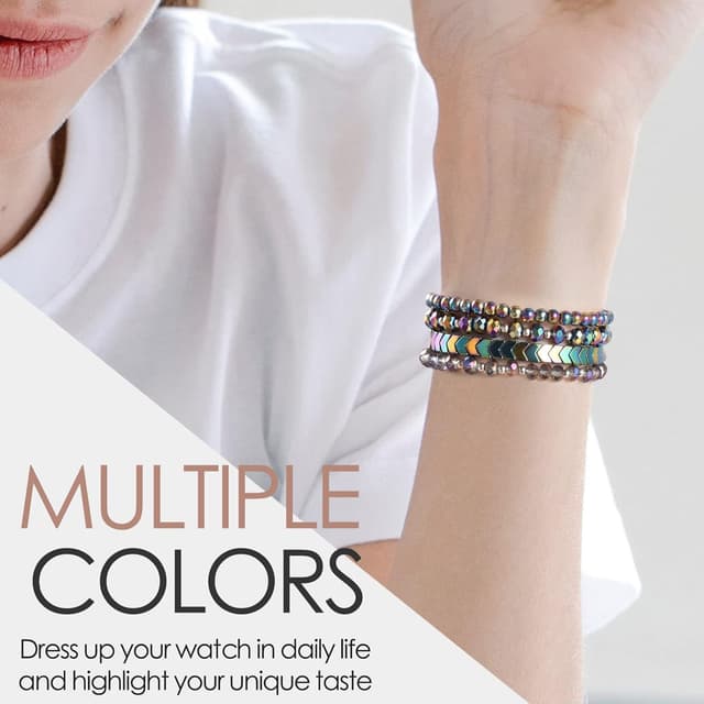 Detalle de V.R.HOPE Unique Beaded Strap for Apple Watch (Crystal Beaded Band) – Compatible with 44mm/45mm/46mm/49mm and 42mm/3/2/1