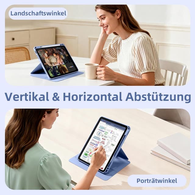 Detalle de drivego 360° drehbare Hülle für iPad Air 11 Zoll (M4/M3/M2) & iPad Pro 11 Zoll mit abnehmbarer Magnet-Rückseite, Blau