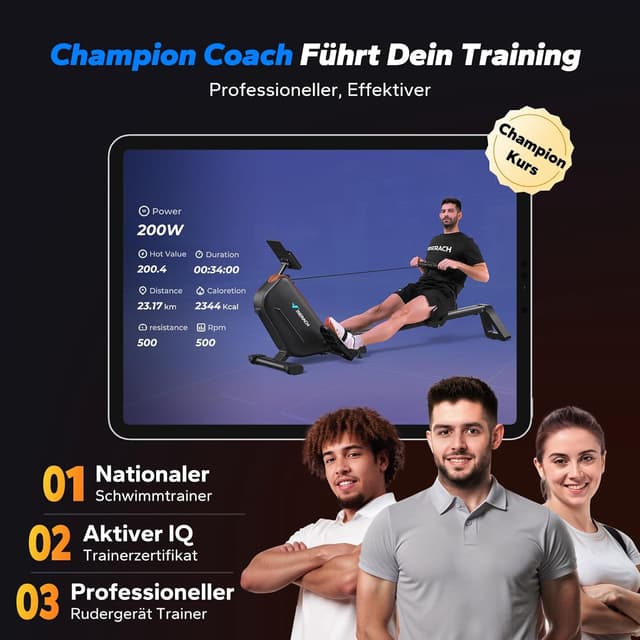 Detalle de MERACH Rudergerät für Zuhause klappbar mit Magnetbremse, 16 Widerstandsstufen & App