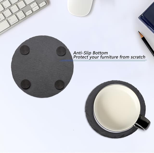 Detalle de Schiefer-Getränkeuntersetzer 24 Stück VIBRATITE 10,2 cm