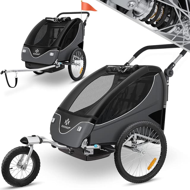 Imagen de KESSER® Kinderanhänger 2in1 für 1–2 Kinder 40 kg en OfertitasTOP