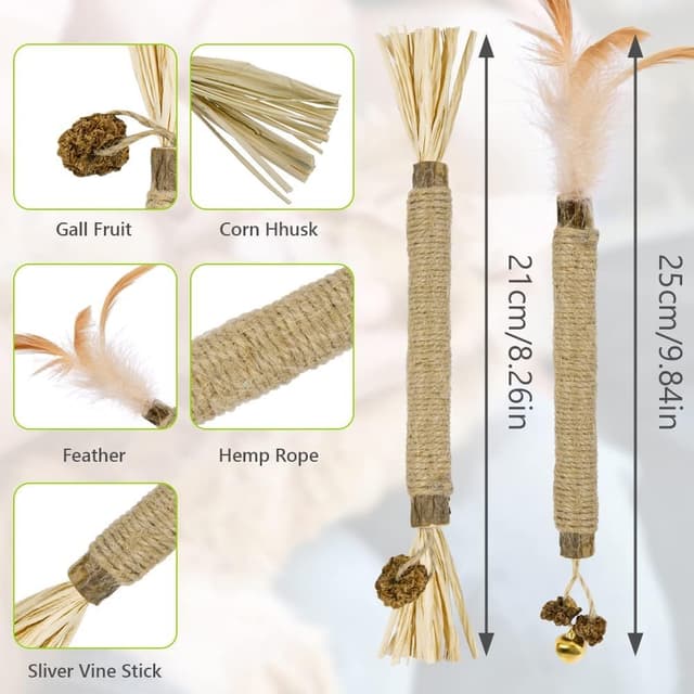 Detalle de Adiwo Katzenminze Sticks (4 Stück) – Matatabi-/Katzenminzen-Kausticks für Spiel & Zahnpflege